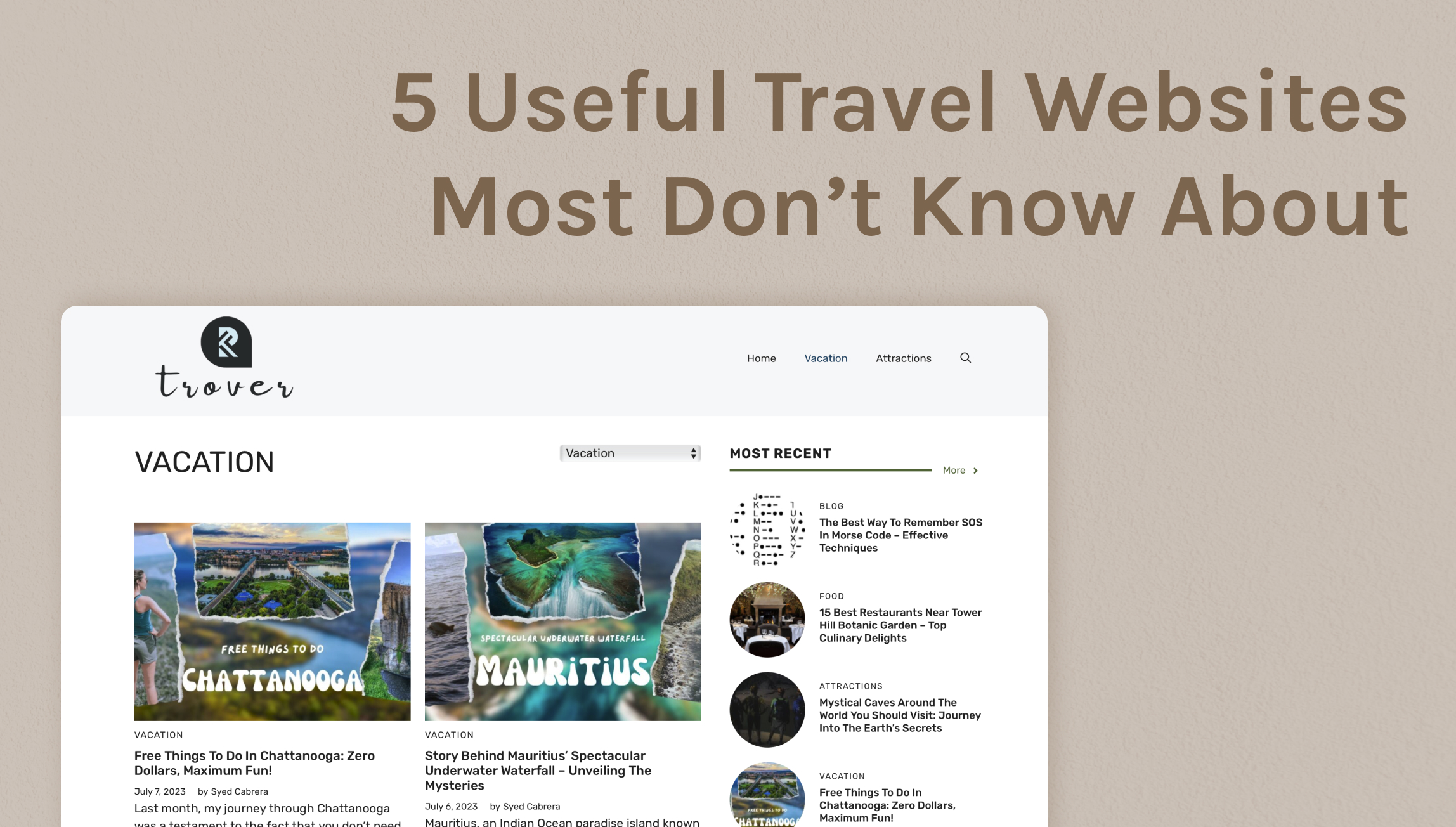 Title image that says five useful travel websites most don't know about